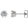 14 Karat White Gold 5 mm Natural White Sapphire and .03 Carat Natural Diamond Crown Earrings