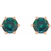 14 Karat Rose Gold 5 mm Lab Grown Alexandrite and .03 Carat Natural Diamond Crown Earrings