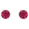 Sterling Silver 5 mm Natural Ruby and .03 Carat Natural Diamond Crown Earrings