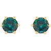 14 Karat Yellow Gold 5 mm Lab Grown Alexandrite and .03 Carat Natural Diamond Crown Earrings