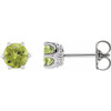 14 Karat White Gold 6 mm Natural Peridot and .03 Carat Natural Diamond Crown Earrings