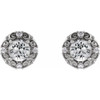 Sterling Silver 4 mm Natural White Sapphire and 0.10 Carat Natural Diamond Halo Style Earrings