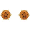 14 Karat Yellow Gold 5 mm Natural Citrine and .03 Carat Natural Diamond Crown Earrings