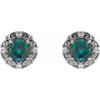 Sterling Silver 5 mm Lab Grown Alexandrite and 0.16 Carat Natural Diamond Halo Style Earrings
