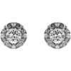 Platinum 5 mm Natural White Sapphire and 0.16 Carat Natural Diamond Halo Style Earrings