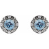 Sterling Silver 6 mm Natural Aquamarine and 0.25 Carat Natural Diamond Halo Style Earrings