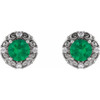 Platinum 6 mm Lab Grown Emerald and 0.25 Carat Natural Diamond Halo Style Earrings