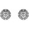 Platinum 6 mm Natural White Sapphire and 0.25 Carat Natural Diamond Halo Style Earrings