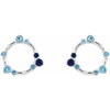 Platinum Natural Blue Multi Gemstone and .03 Carat Natural Diamond Circle Earrings