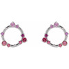 Sterling Silver Natural Pink Multi Gemstone and .03 Carat Natural Diamond Circle Earrings