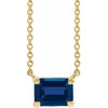 14 Karat Yellow Gold Lab Grown Blue Sapphire 18 inch Necklace