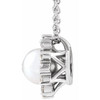 14 Karat White Gold Cultured White Akoya Pearl and 0.16 Carat Diamond Halo Style 16 inch Necklace