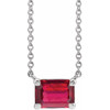 Platinum Lab Grown Ruby 18 inch Necklace