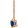 14 Karat Rose Gold Lab Grown Blue Sapphire 18 inch Necklace