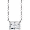 14 Karat White Gold Natural White Sapphire 18 inch Necklace