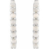 14 Karat White Gold 20 mm Natural White Opal Huggie Hoop Earrings