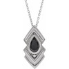 Platinum Natural Black Onyx Geometric 16 inch Necklace
