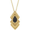 14 Karat Yellow Gold Natural Black Onyx Geometric 16 inch Necklace