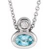 Sterling Silver 5x3 mm Oval Blue Zircon and .03 Carat Diamond 16 inch Necklace