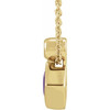14 Karat Yellow Gold 4 mm Square  Amethyst and .03 Carat Diamond 16 inch Necklace