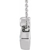 Sterling Silver 4 mm Square Natural White Sapphire and .03 Carat Natural Diamond 16 inch Necklace