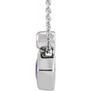 14 Karat White Gold 4 mm Square Natural Amethyst and .03 Carat Natural Diamond 16 inch Necklace