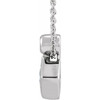 Platinum 4 mm Square Natural White Sapphire and .03 Carat Natural Diamond 16 inch Necklace