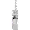 Sterling Silver 4 mm Square Natural Amethyst and .03 Carat Natural Diamond 16 inch Necklace