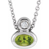 Sterling Silver 5x3 mm Oval Peridot and .03 Carat Diamond 16 inch Necklace