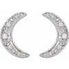 Platinum Natural White Opal and 0.13 Carat Natural Diamond Crescent Moon Earrings