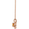 14 Karat Rose Gold Citrine and .07 Carat Diamond Halo Style 16 inch Necklace