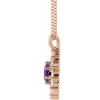 14 Karat Rose Gold  Natural Amethyst and 0.60 Carat Natural Diamond Halo Style 16 inch Necklace