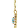 14 Karat Yellow Gold Blue Zircon and 0.60 Carat Diamond Halo Style 16 inch Necklace