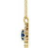 14 Karat Yellow Gold Natural Blue Sapphire and 0.60 Carat Natural Diamond Halo Style 16 inch Necklace