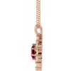 14 Karat Rose Gold Mozambique Garnet and 0.60 Carat Diamond Halo Style 16 inch Necklace