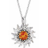 14 Karat White Gold Citrine and 0.60 Carat Diamond Halo Style 16 inch Necklace