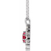 Sterling Silver Lab Grown Ruby and 0.60 Carat Natural Diamond Halo Style 16 inch Necklace