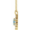 14 Karat Yellow Gold Natural Aquamarine Gem and 0.60 Carat Natural Diamond Halo Style 16 to 18 inch Necklace