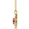 14 Karat Yellow Gold Lab Grown Ruby and 0.60 Carat Natural Diamond Halo Style 16 inch Necklace