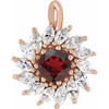 14 Karat Rose Gold Mozambique Garnet and 0.60 carat Diamond Halo Style Pendant