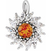 Sterling Silver Citrine and 0.60 carat Diamond Halo Style Pendant