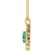 14 Karat Yellow Gold Lab Grown Emerald and 0.60 Carat Natural Diamond Halo Style 16 inch Necklace
