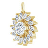 14 Karat Yellow Gold White Sapphire and 0.60 carat Diamond Halo Style Pendant