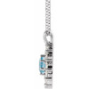 14 Karat White Gold Aquamarine Gem and 0.60 Carat Diamond Halo Style 16 inch Necklace
