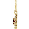 14 Karat Yellow Gold Natural Mozambique Garnet and 0.60 Carat Natural Diamond Halo Style 16 inch Necklace