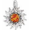 Sterling Silver Citrine and 0.50 carat Diamond Halo Style Pendant