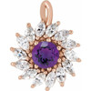 14 Karat Rose Gold Amethyst and 0.50 carat Diamond Halo Style Pendant