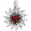 Platinum Mozambique Garnet and 0.50 carat Diamond Halo Style Pendant