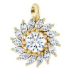 14 Karat Yellow Gold White Sapphire and 0.50 carat Diamond Halo Style Pendant