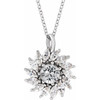 Platinum Natural White Sapphire and 0.50 Carat Natural Diamond Halo Style 16 inch Necklace